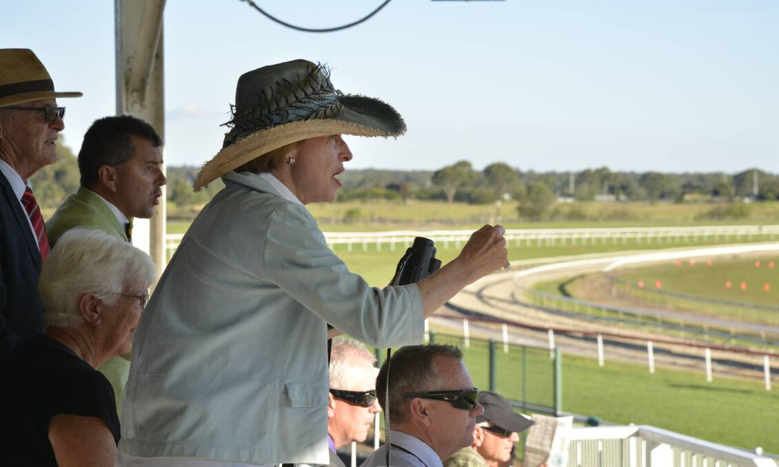 PUMPED: Gai Waterhouse, whose horse Fabrizio won the Hawkesbury Gold Cup, gets into it at the Hawkesbury Race Club on Stand-Alone Saturday. Picture: Conor Hickey