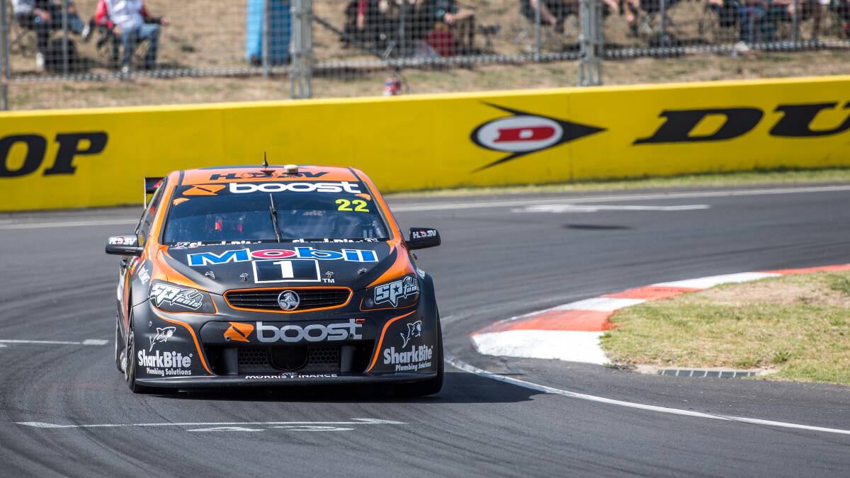 V8 Supercar driver James Courtney turns a corner at the Bathurst 1000 at the weekend. Picture: Jeff Thomas