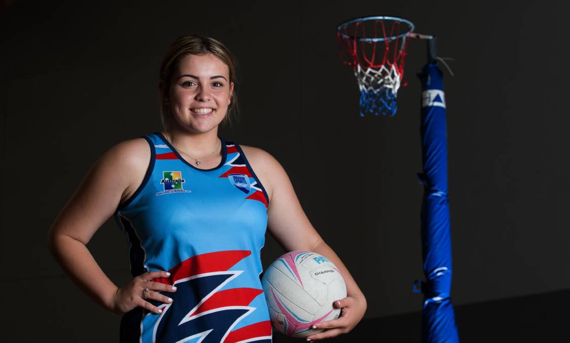ON THE WAY: Kiara Carlson will head to South Africa to play indoor netball for Australia in July. Picture: Geoff Jones