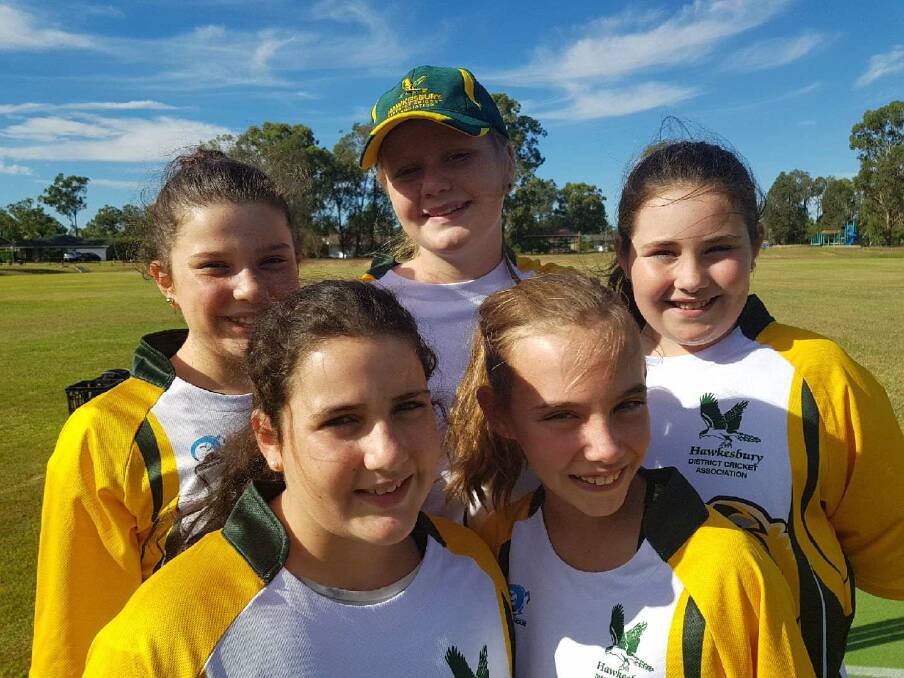 Five of the girls from the Hawkesbury District Cricket Association's team, which plays in the Penrith zone Sydney Thunder Girls Cricket T20 competition. Picture: Supplied