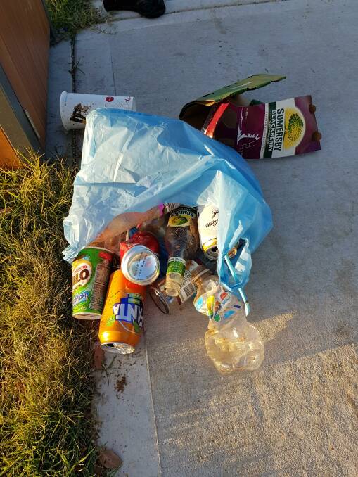 Some of the rubbish Darryl Willcox has found left behind by people on Windsor Beach at Macquarie Park recently. Picture: Supplied