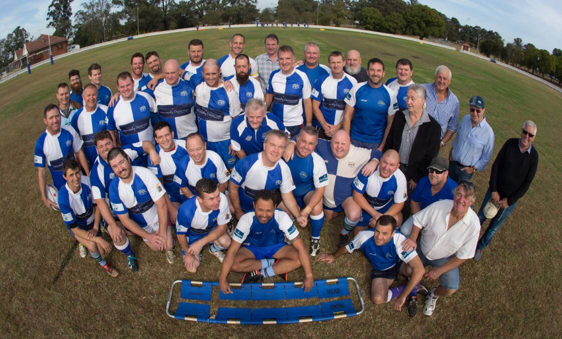 ONE MORE GO: The Hawkesbury Valley legends team, made of former players, took on the fourth grade side at the weekend. Picture: Geoff Jones