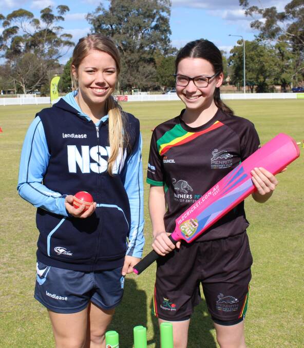 HOME GAME: Naomi Stalenberg and Erin Breaden at Howell Oval, where Stalenberg will play the first WBBL game with the Sydney Thunder. Picture: Conor Hickey