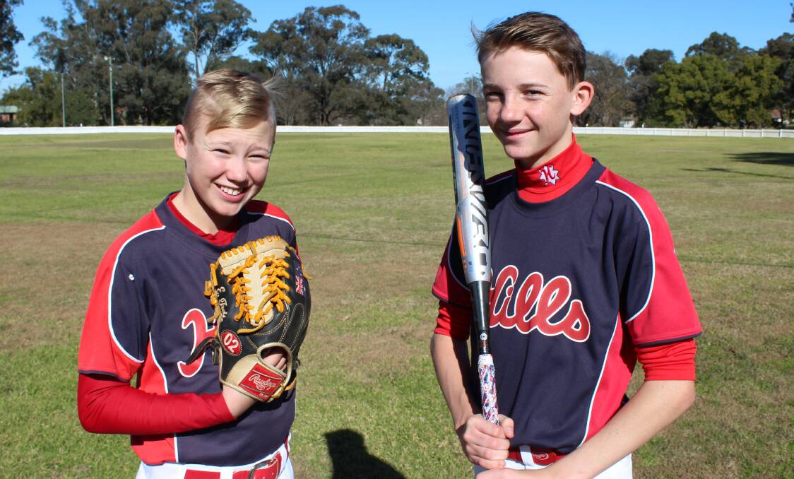 Ethan Treble and Cody Brian will represent Australia and The Hills in baseball at the Little League Baseball World Series next month. Picture: Conor Hickey