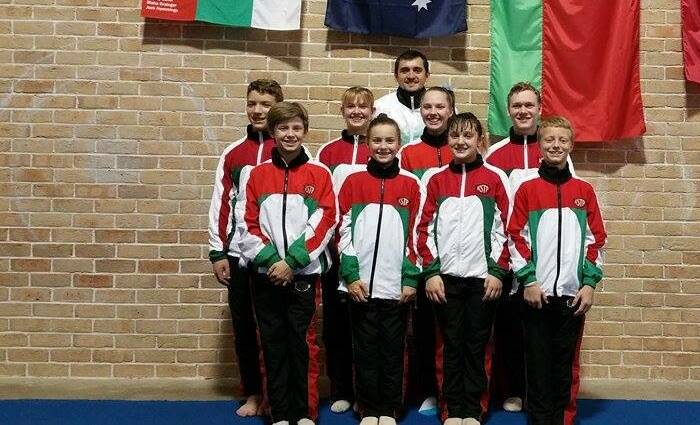 TALENTED: Dzmitry Kachan and the group from the Kachan School of Tumbling who will travel to Denmark. Picture: Supplied