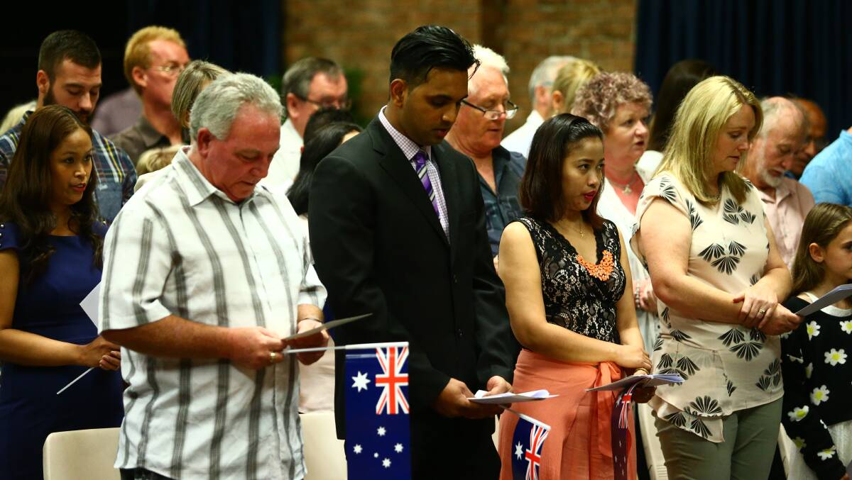 Australia Day, 2017 in the Hawkesbury. New citizens wait during a Hawkesbury Council hosted naturalisation ceremony in Windsor. Picture: Geoff Jones