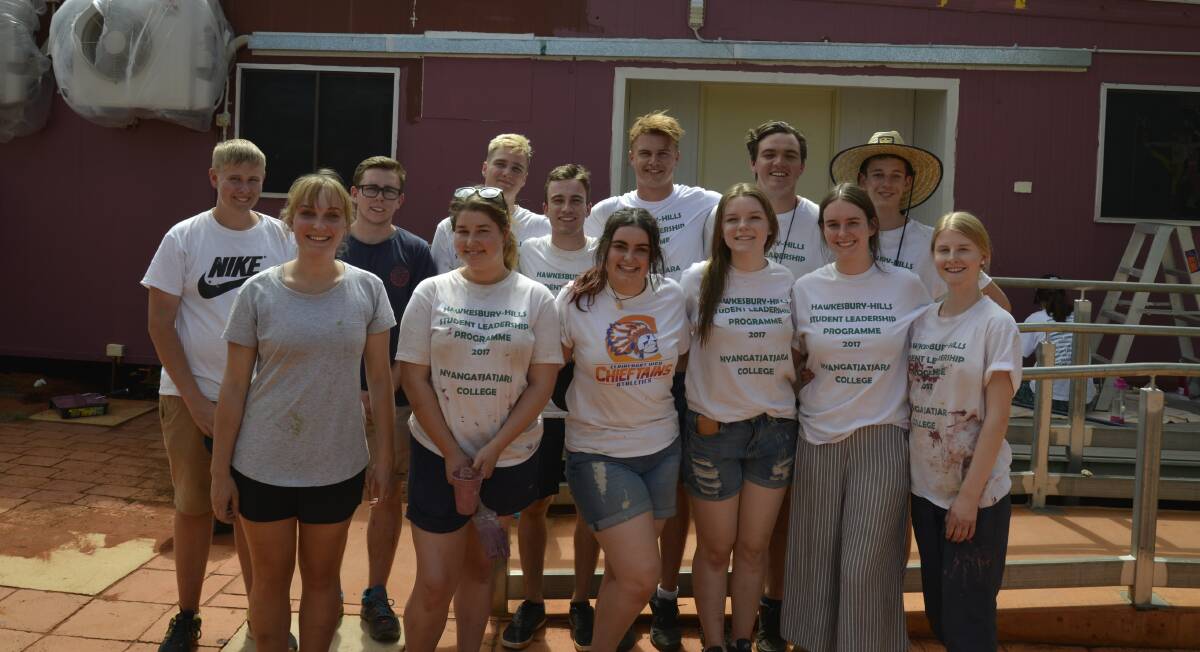 The Hawkesbury contingent of the Hawkesbury-Hills Student Leadership Program at Nyangatjatjara College in the Northern Territory. Picture: Conor Hickey