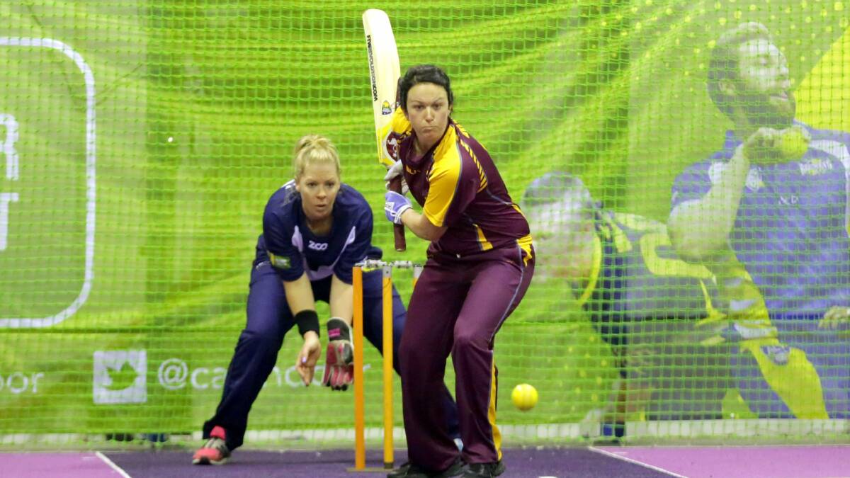 Ashleigh Doble, who lives in Richmond and works at the Richmond RAAF Base, plays for Queensland at the 2017 Indoor Cricket National Championships. Picture: Supplied