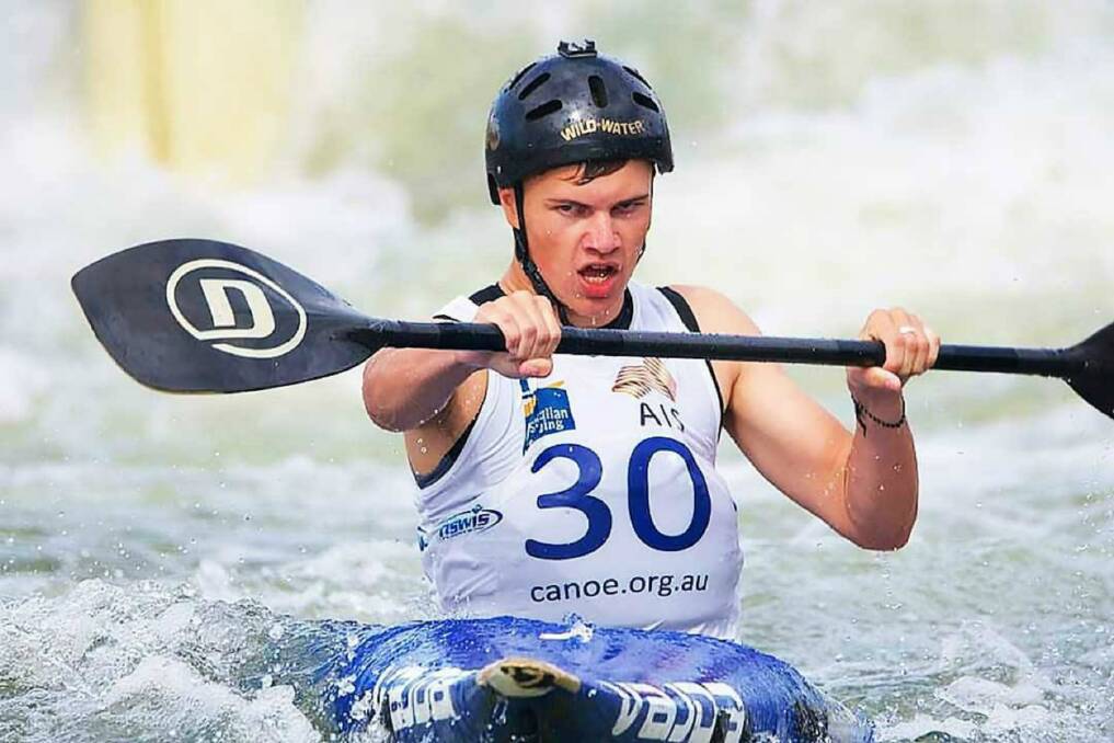 INTENSITY: James Lloyd-Martin competes in a kayaking event. The teenager has an aptitude for the sport. Picture: Australian Canoeing