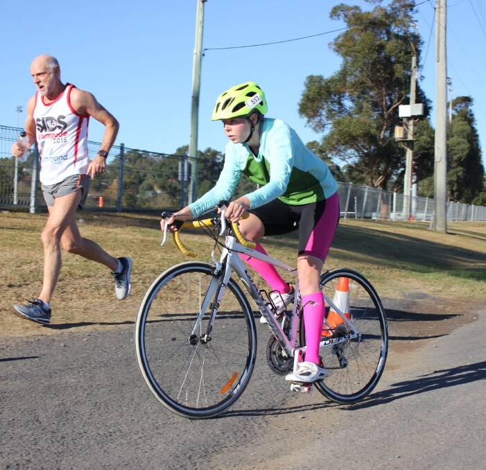 PURSUIT: The Hawkesbury's Holly Henderson races on the bike during the Chris Horwood Memorial Duathlon at the weekend. Picture: Peter Zammit