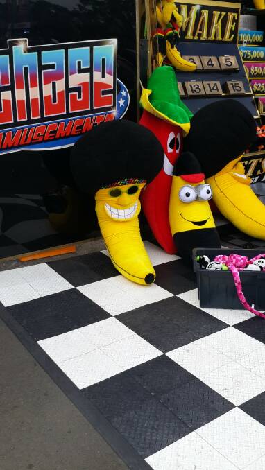 These bananas were up for grabs at one of the many sideshow attractions.