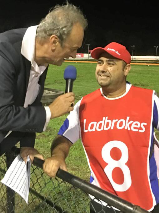 FIRST: Anthony Azzopardi is interviewed after Nangar Flame won the Richmond Derby on Friday night. Picture: Supplied