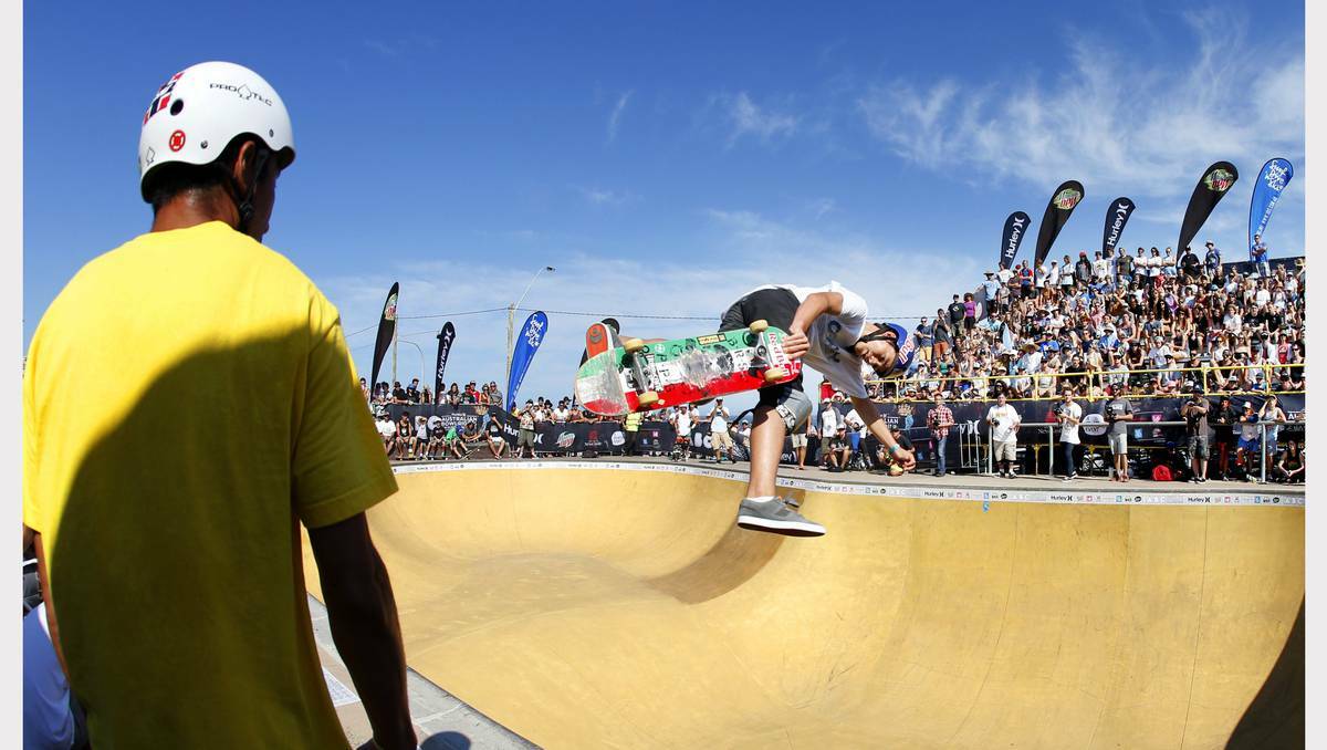 Jesse Noonan, of USA, in action during the Australian Bowl-Riding Championships at Bar Beach. Picture: Dean Osland