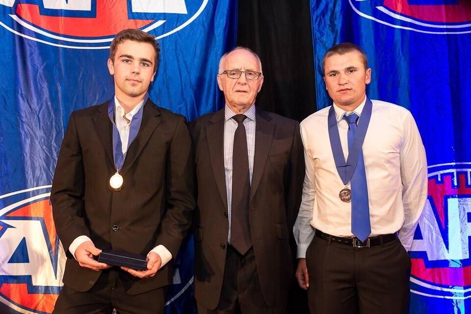 Manly’s Callum Johnston and Nor-west Jets under 18s captain Brent Johnston were joint winners of the Hart Medal at the Sydney AFL awards night last weekend.