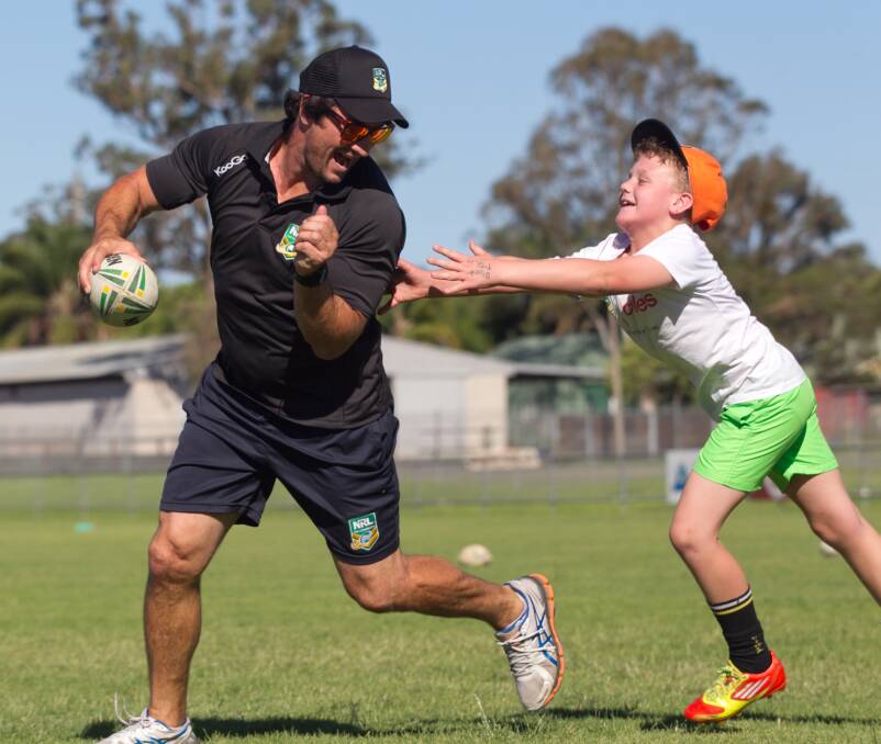 NRL players past and present attend an NRL Clinic at Riverstone Razorbacks Homeground, December 10 2013. Pictures: Geoff Jones
