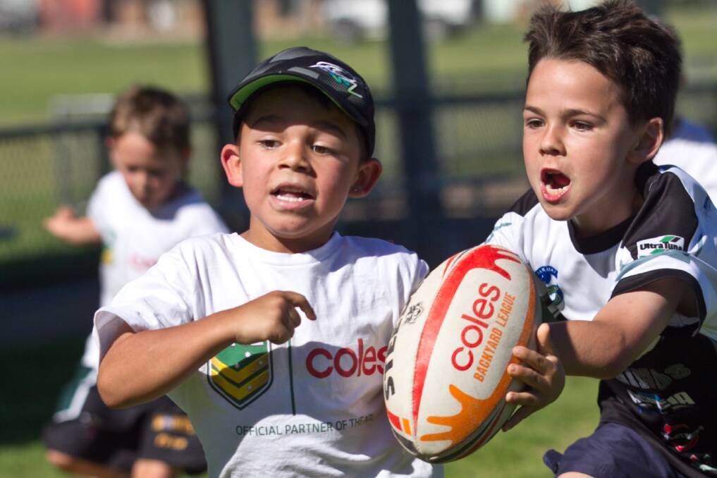 NRL players past and present attend an NRL Clinic at Riverstone Razorbacks Homeground, December 10 2013. Pictures: Geoff Jones