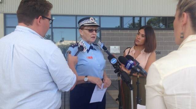 Inspector Suzanne Rode-Sanders from Hawkesbury Local Area Command speaks to the media after the body of man was recovered from the Hawkesbury River at Windsor.