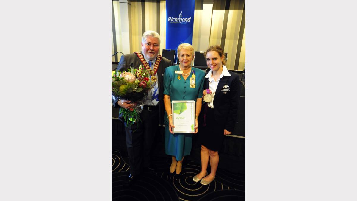 Mayor Kim Ford, Audrey Blood and Australia Day ambassador Simone Kennedy.