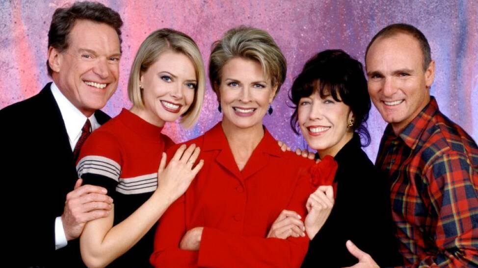 With Candice Bergin (centre) and the cast of Murphy Brown.