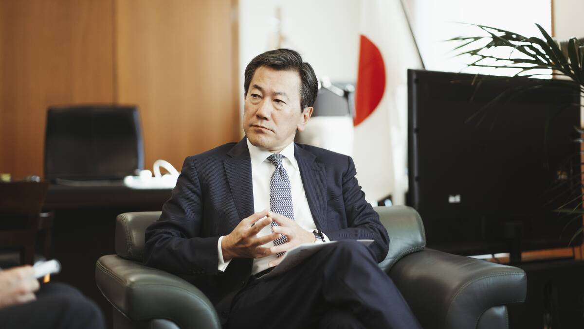 Japanese Ambassador to Australia Shingo Yamagami says Japan will be a "real friend" to Australia when "push comes to shove". Picture: Dion Georgopoulos