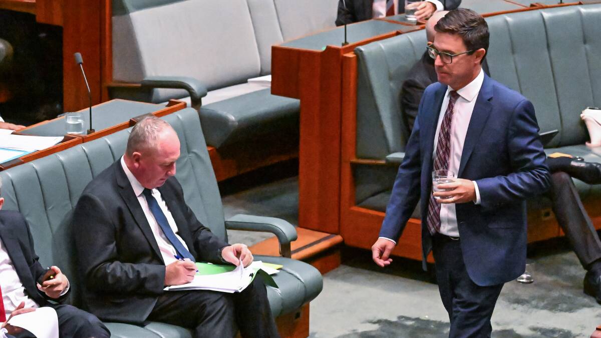 Barnaby Joyce and Nationals leader, David Littleproud, in question time at Parliament House. Picture by Elesa Kurtz