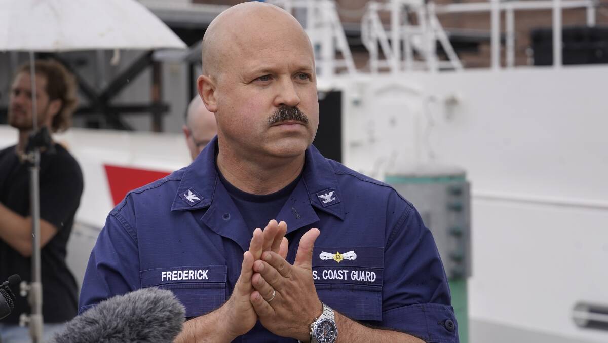 US Coast Guard Captain Jamie Frederick faces reporters during a news conference on Tuesday, June 20 in Boston. Picture by AP Photo/Steven Senne