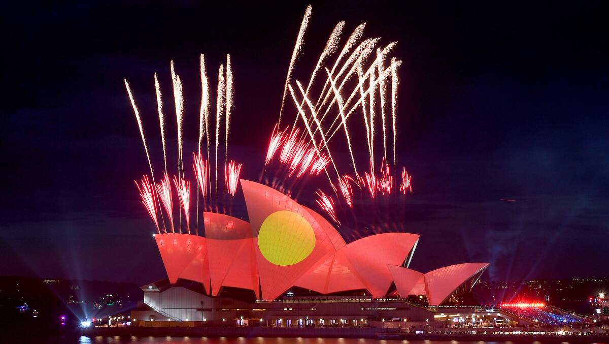 Fireworks and projections light up the Sydney Opera House on Australia Day. Picture by AAP Image/Dan Himbrechts