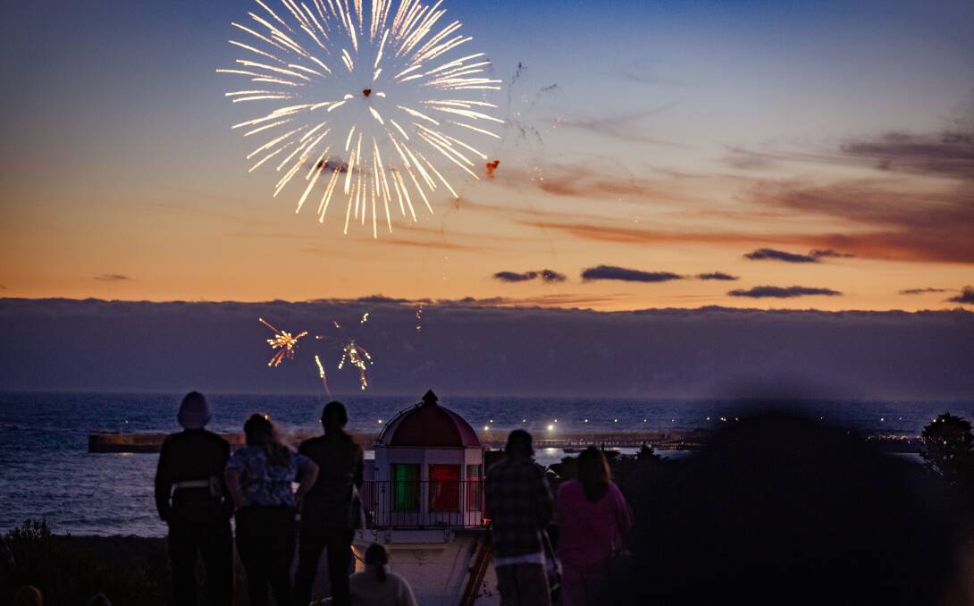 New Year's Eve fireworks over Flagstaff Hill in Warrnambool, Victoria. Photo: Sean McKenna.