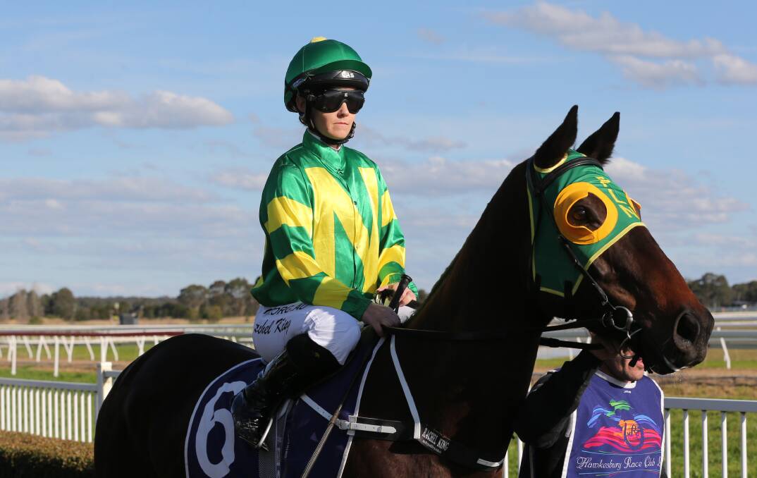 History: Rachel King preparing for race four on the day she made history becoming the first female to win the Hawkesbury jockeys' premiership. Picture: Geoff Jones.