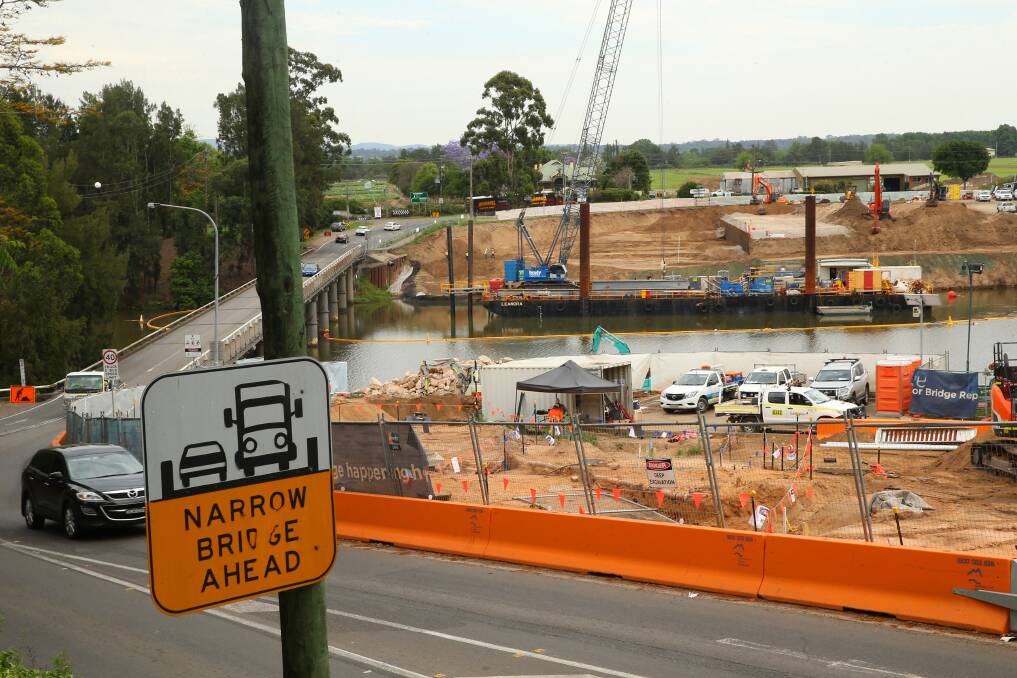 On track: Construction work at the new Windsor Bridge site is well underway. Pictures: Geoff Jones