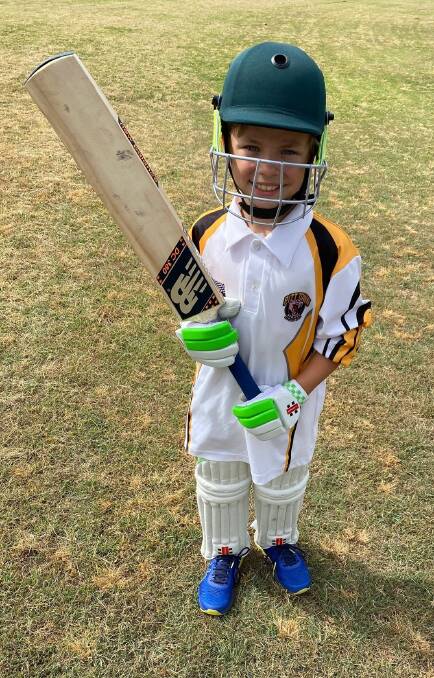 Kitted up: Ian in his gear ready for his first match with Pitt Town Cricket Club. Picture: Supplied.