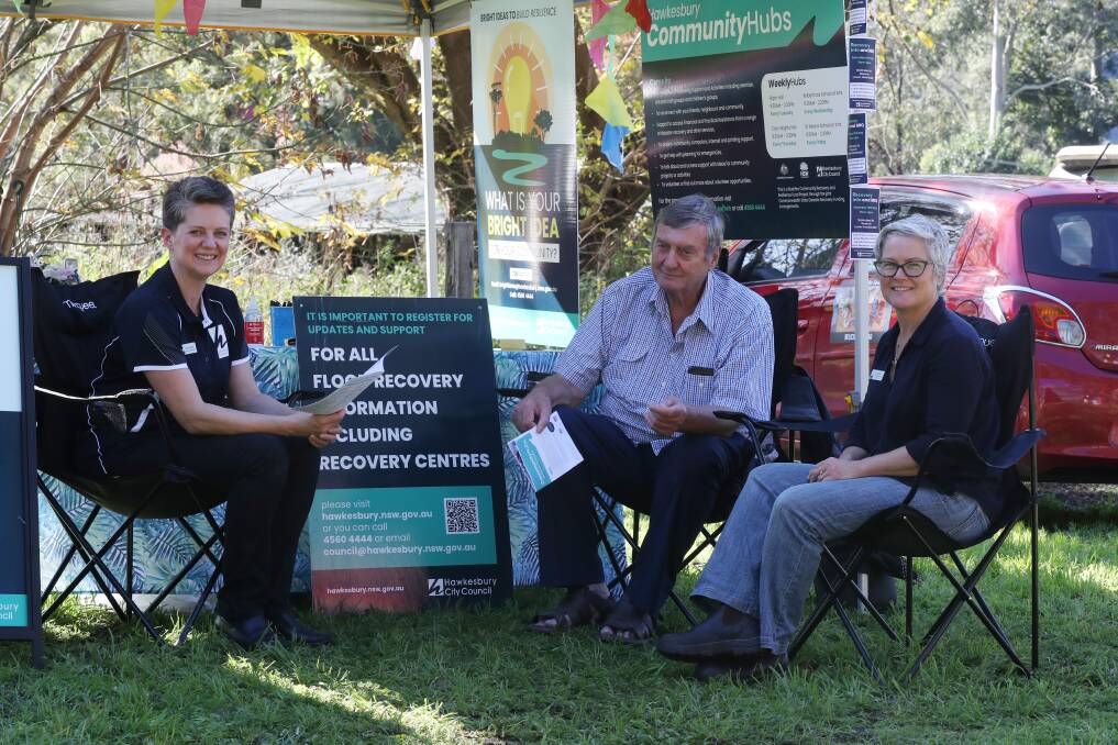 Support: Tracey Greenaway, CDW for Hawkesbury City Council, Adrian Acheson from Wisemans Ferry Community Mens Shed and Lisa Sullivan from the Hubs Team. Picture: Supplied.