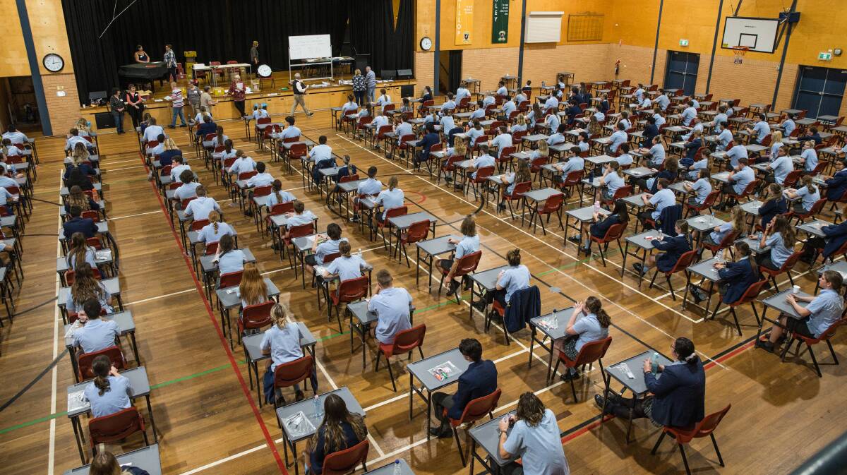 Students complete their HSC exams. Picture: Marina Neil.