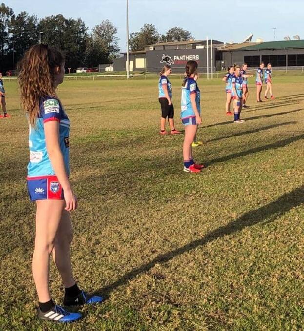 Getting ready: The Hawkesbury Hawks Under 16's women's side gets in a final training session before debut. Picture: Supplied.