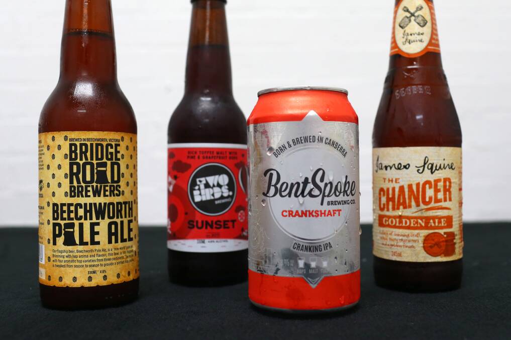 Getting started: The first four beers of our 12 beers of Christmas series. Picture: Geoff Jones.