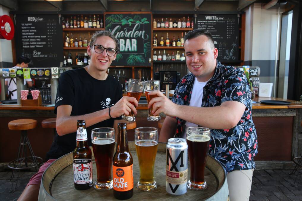 On tap: Taylor Mattes and Finn Coleman get tasting at Easy Lane Kitchen and Beer Garden [Windsor RSL], in the first of our new monthly video series. Picture: Geoff Jones