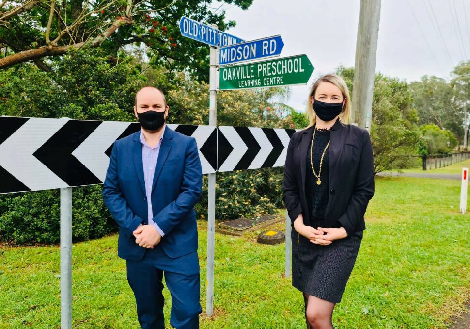 Hawkesbury Mayor, Councillor Patrick Conolly, and Hawkesbury Councillor Sarah Richards at the corner of Old Pitt Town Road and Midson Road, Scheyville.