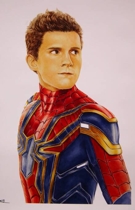 Emily's drawing of Tom Holland as Spiderman. Picture: Geoff Jones