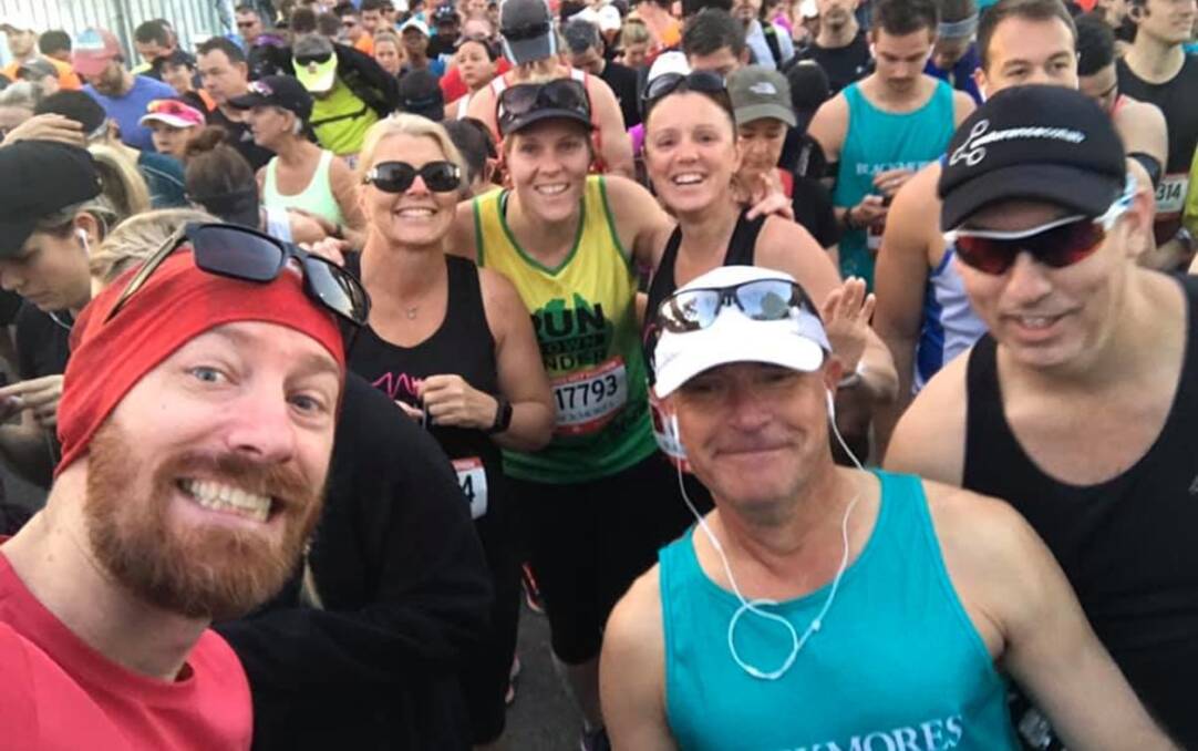 At the starting line: Adrian Harriot, Karryn McGregor, Sally Myers, Kim Harris, Allan Vanagas and Josh McCall. Picture: Supplied
