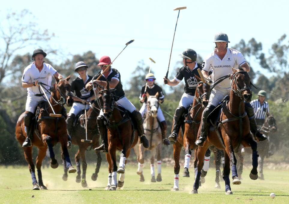 Head-to-head: Riverlands Blue and Sydney Polo compete in an A Grade match. Picture: Geoff Jones