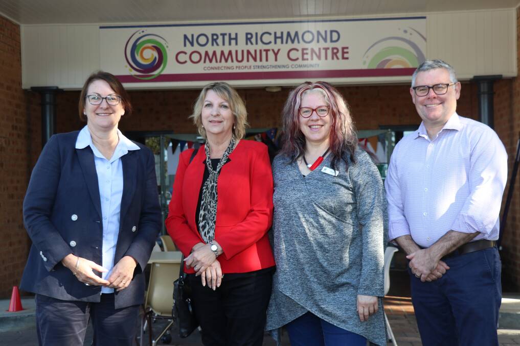 Revamp: Federal Macquarie MP, Susan Templeman, volunteer Sharon Stevens, North Richmond Community Centre Manager, Birgit Walter, and Shadow Minister for Disaster and Emergency Management, Senator Murray Watt. Picture: Supplied.