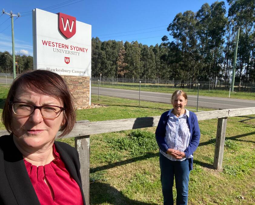 Hiked fees: Macquarie MP Susan Templeman and WSU PhD candidate Roseanne Peak outside Western Sydney University Hawkesbury. Picture: Supplied