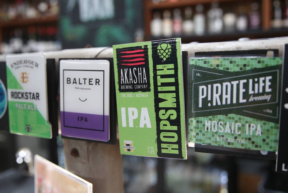 The beers: The four craft beers we tried that are on tap at Easy Lane Kitchen and Beer Garden. Picture: Geoff Jones