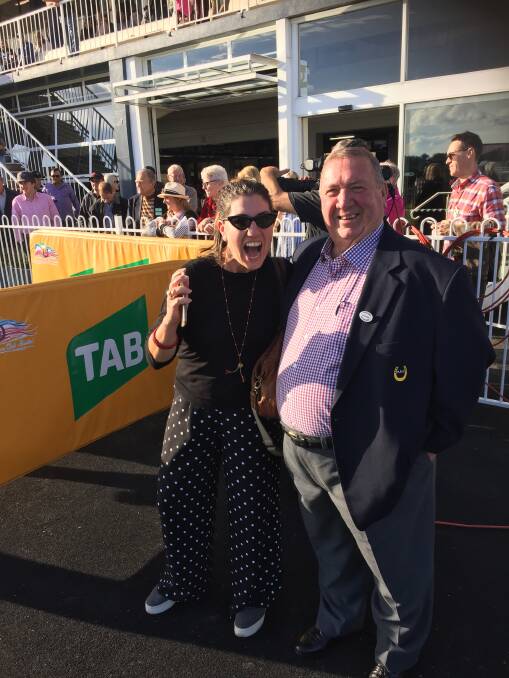 Family duo: Hawkesbury trainer Tara Vigouroux pictured with father and Hawkesbury Race Club chairman Ken Quigley after Azcannyaz's win in the Jazcom Thoroughbreds Benchmark 64 Handicap (1000m). Picture: Supplied