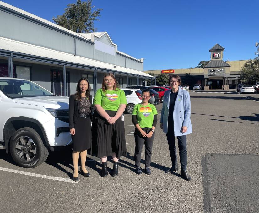Wentworth Healthcare CEO, Lizz Reay, Acting Team Leader, Headspace Penrith Emma Grima, Operations Manager, Headspace Primary Care Ngan Pham and Macquarie MP susan Templeman at the Richmond Mall complex. Picture by Finn Coleman. 