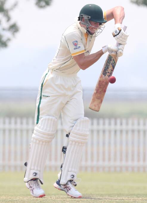 At the crease: Patrick Moore batting for First Grade. Picture: Geoff Jones.