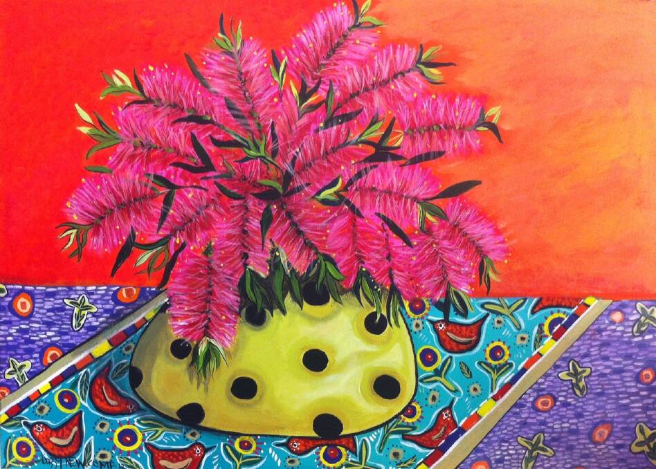 Lizzy Newcomb's Bottlebrush and green vase at Purple Noon's latest exhibition, launching July 22.