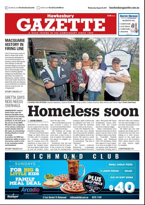 The Gazette front page detailing the 12 residents' plight back in August. 