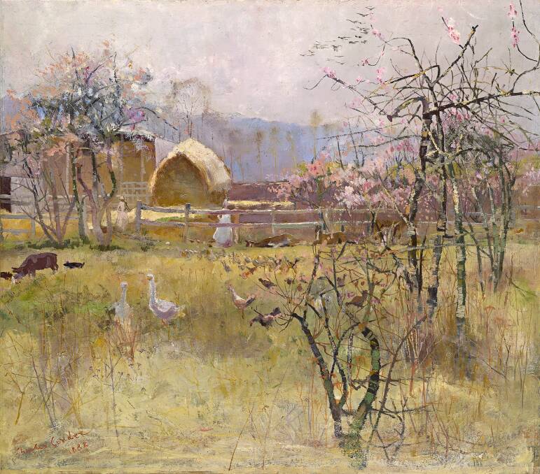 Charles Conder's 'The farm'. It's said to have been painted at Griffiths' farm in Richmond in 1888 however the NGV map of where Griffiths farm was, is on the corner of Terrace Road and Bells Line of Road, North Richmond - where Beaumont Avenue is now.