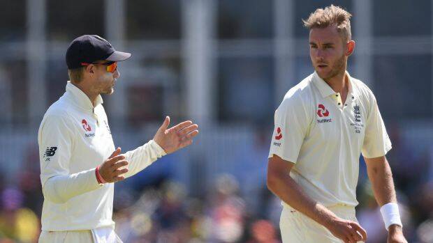England captain Joe Root (left) is backing his out-of-form paceman Stuart Broad. Photo: AAP